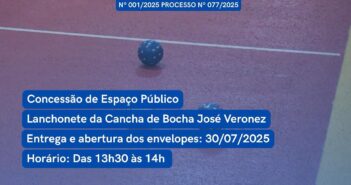 Prefeitura de Inconfidentes abre edital para concessão da Lanchonete da Cancha de Bocha