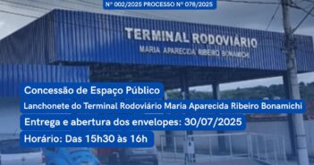 Prefeitura de Inconfidentes publica edital para concessão da Lanchonete da Rodoviária
